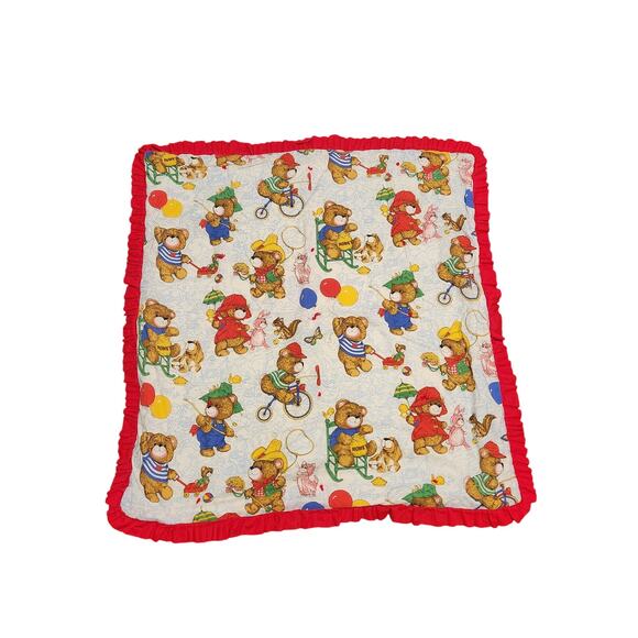 Vintage Cranston Fabric Honey Bear Teddy Bear Baby Blanket - Picture 1 of 7